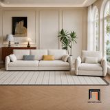  Set 2 ghế sofa phòng khách KT150 Lacon vải nỉ mềm trắng kem 