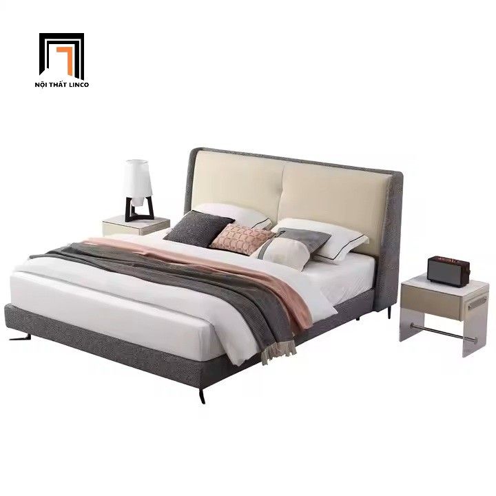  Giường ngủ phối màu vải nỉ trẻ trung GN121 Ginlet 1m6 giá rẻ 