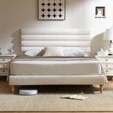  Giường ngủ vải nỉ bố màu be GN113 Peasane bọc nệm mềm đẹp 