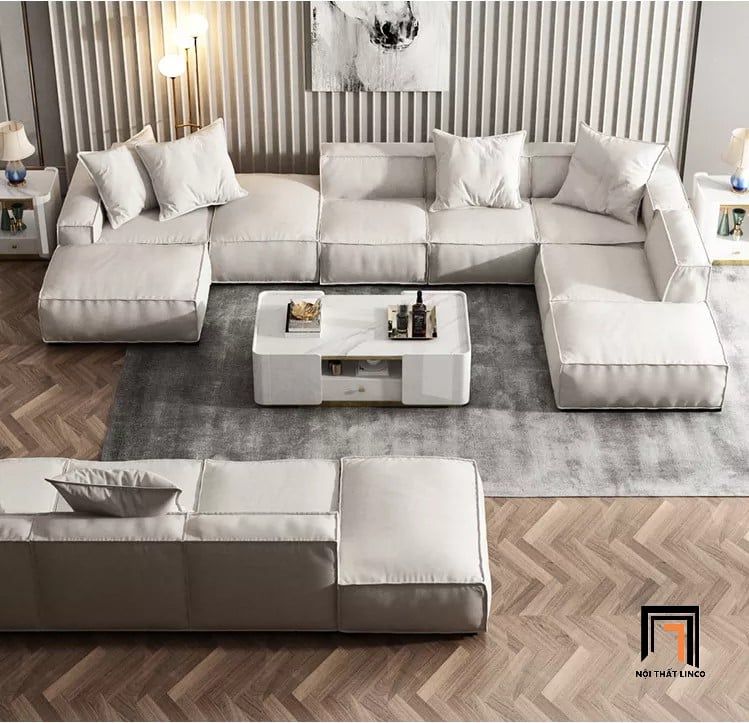  Set ghế sofa U module 3m7 UT103 Kedu vải nỉ mềm cao cấp 