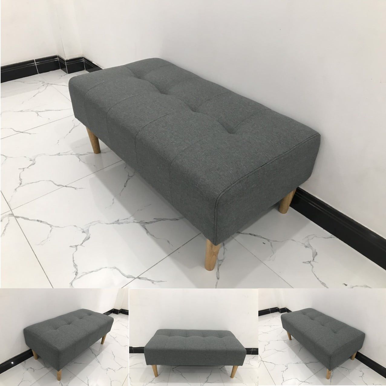  Ghế sofa đôn chữ nhật giá rẻ 1m x 50 màu xám lông chuột 