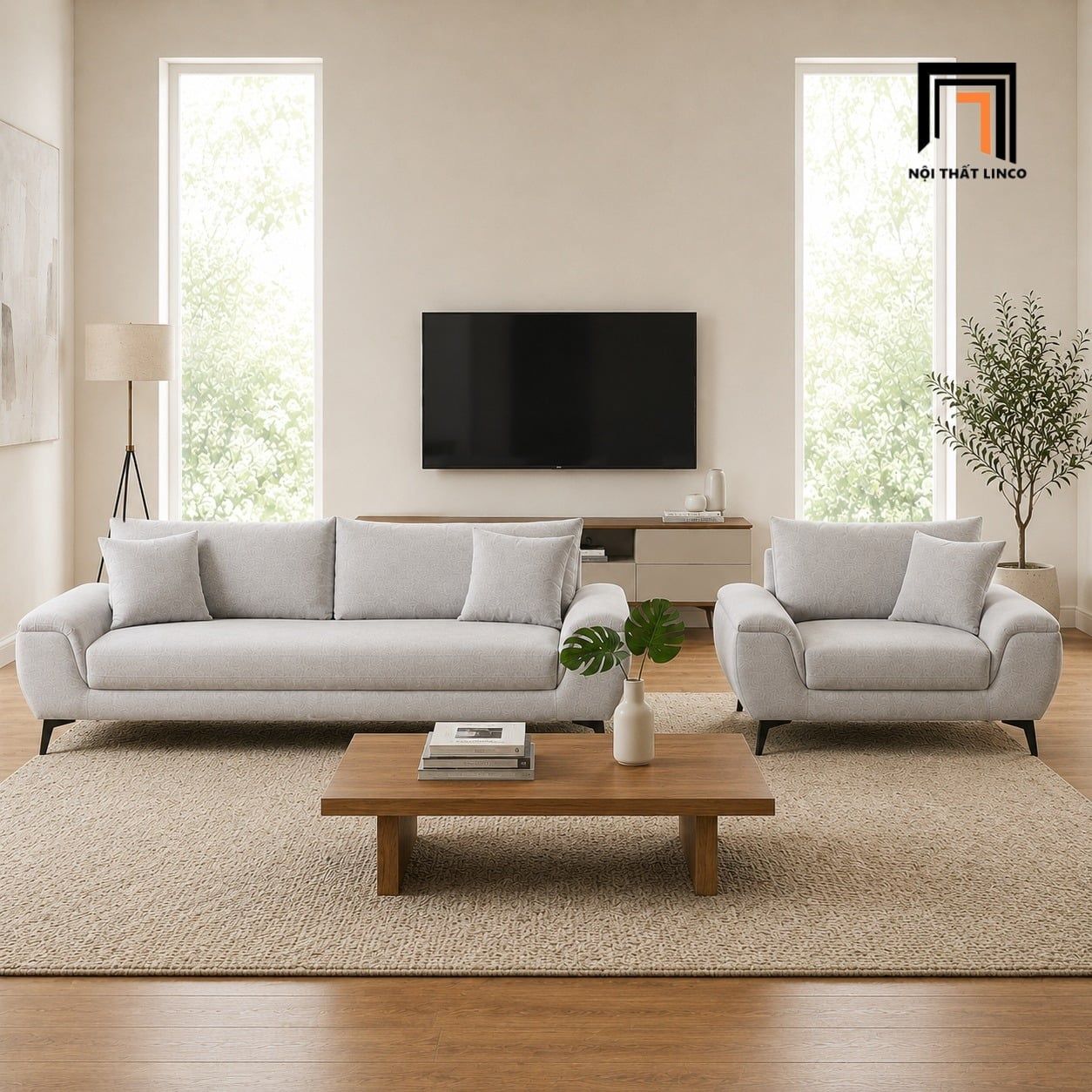  Sofa KT182 Creamy tông xám trắng phù hợp không gian hiện đại 