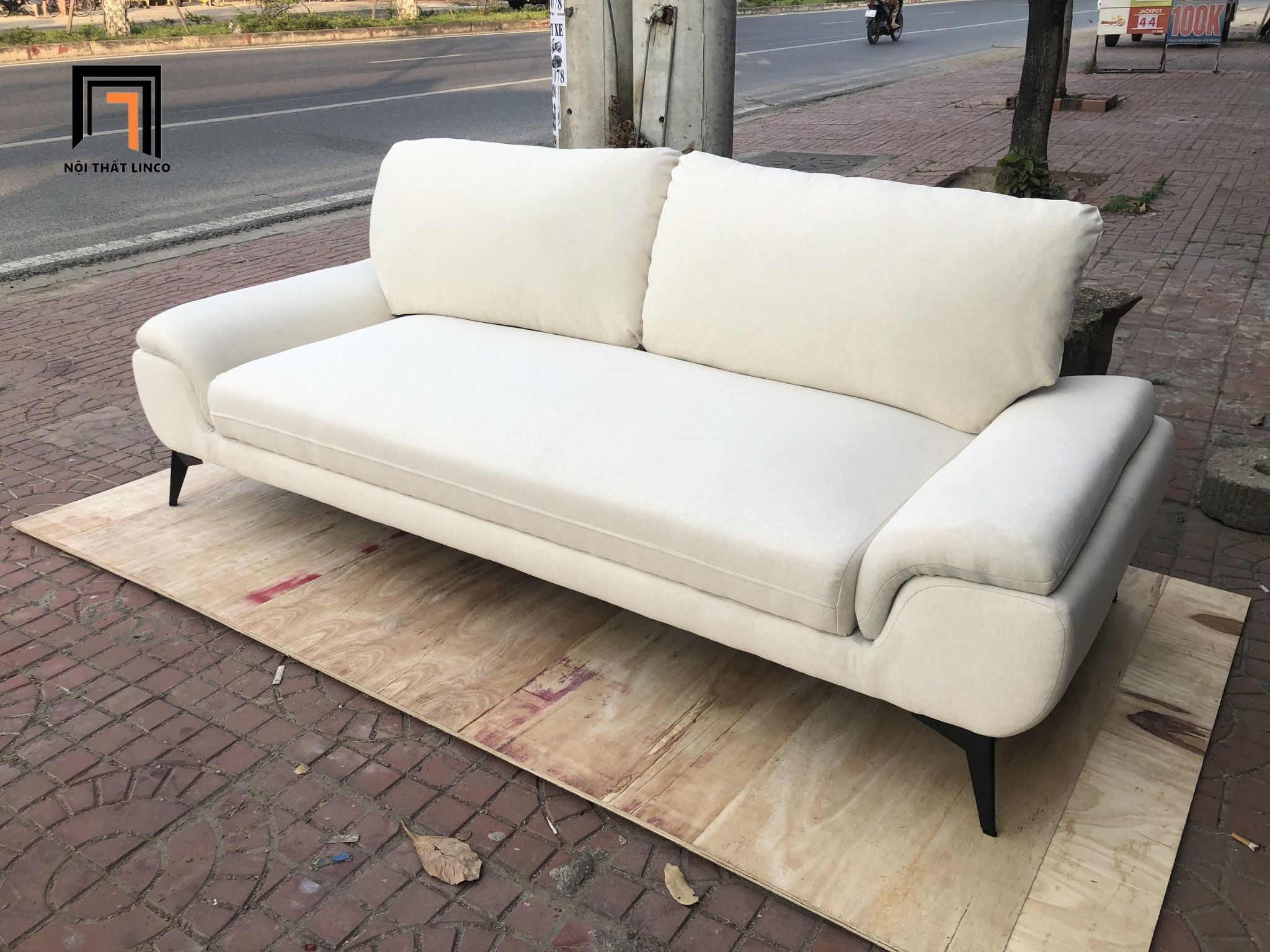  Ghế sofa băng dài BT60 Creamy dài 2m2 thư giãn trắng kem 