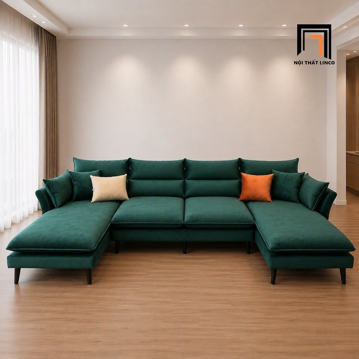  Bộ sofa U vải nhung UT92 Jasiway 3m thiết kế hiện đại giá rẻ 