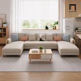  Sofa chữ U UT62 Joblin dài 3m bọc vải nỉ màu be giá tốt 