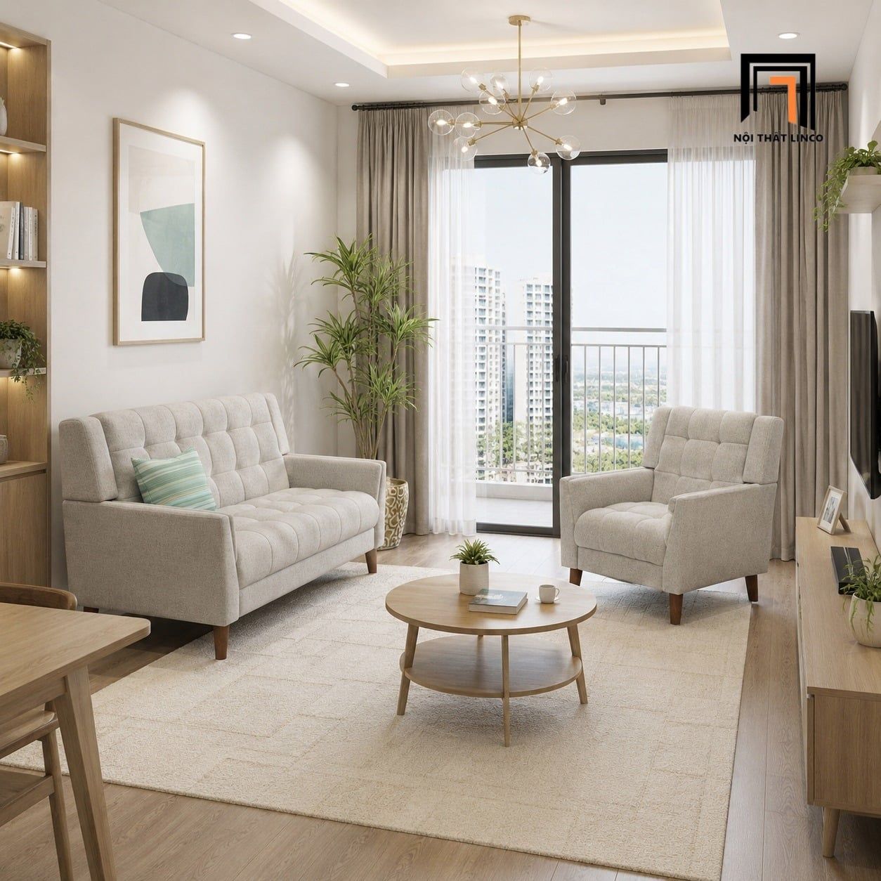  Bộ sofa KT196 Monte vải nỉ cao cấp cho không gian căn hộ 