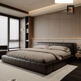  Giường ngủ bọc da cao cấp xám đậm GN104 Beloei chia ô múi 