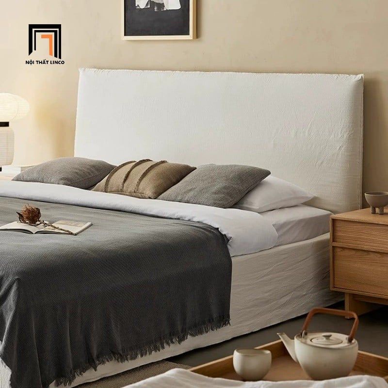  Giường ngủ bọc vải xám trắng GN87 Blackarg 1m6 x 2m giá rẻ 