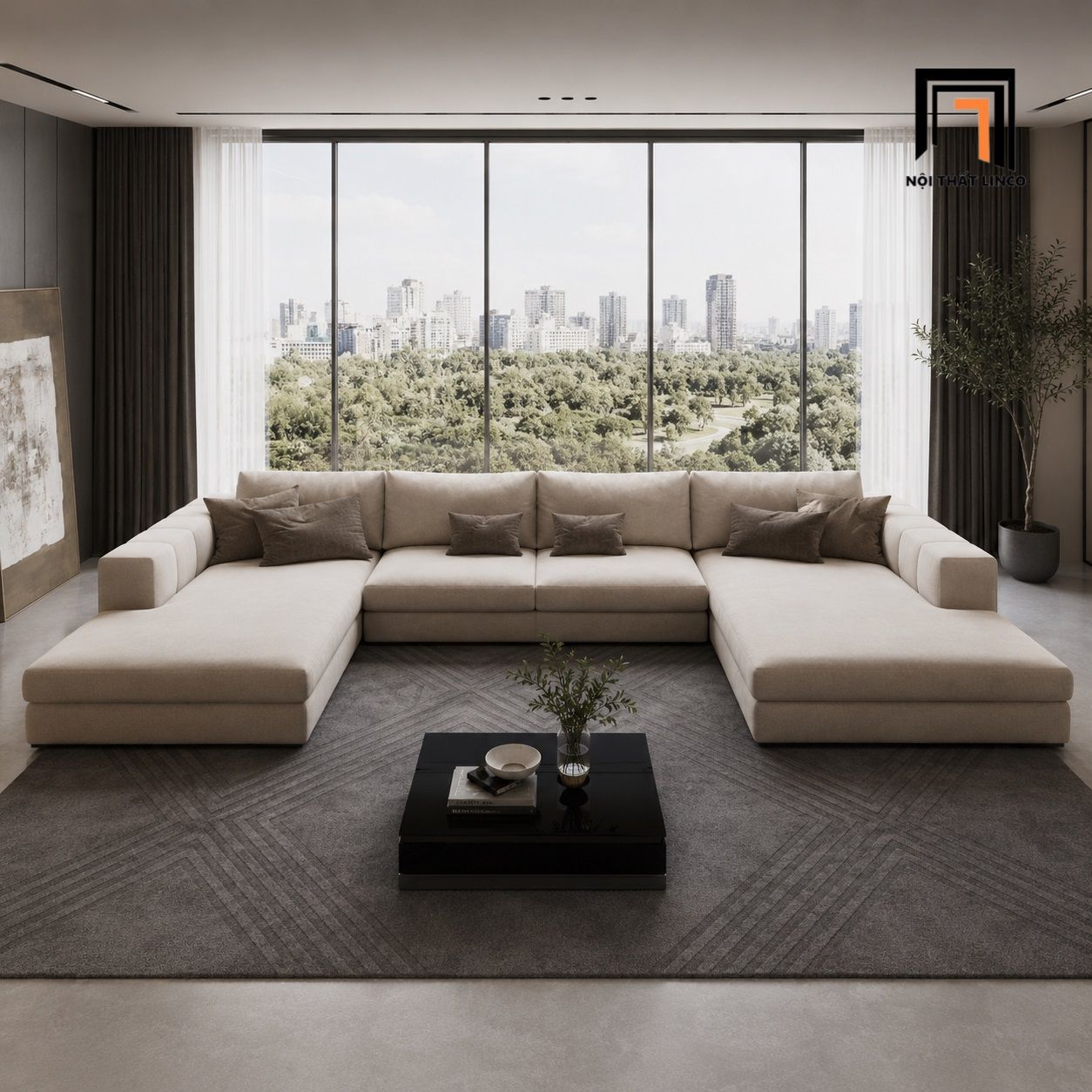  Sofa chữ U đẹp UT67 Loren 3m phong cách trẻ trung 