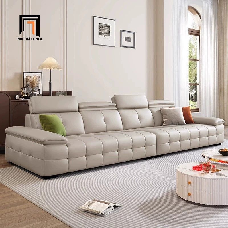  Ghế sofa băng gật gù sang trọng BHQ44 Palo 3m da xám trắng 