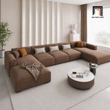  Sofa U màu nâu đậm UT76 Plainview dài 3m3 bọc nhung mềm mại 