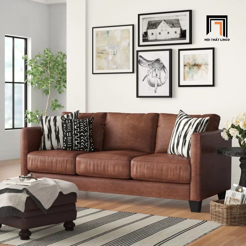 Ghế sofa băng da giả cao cấp BT7 Obaton dài 2m cho gia đình 
