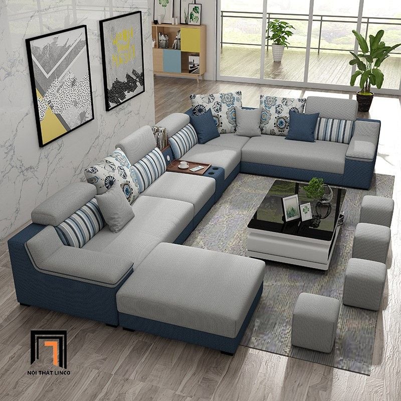  Bộ sofa U phòng khách UT37 Dete 3m6 bọc nỉ cao cấp 