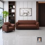  Bộ sofa KT138 Granby da nâu thiết kế thanh lịch cho công ty 