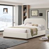  Giường ngủ vải lông cừu giá rẻ GN122 Reigen 1m6 trắng kem 