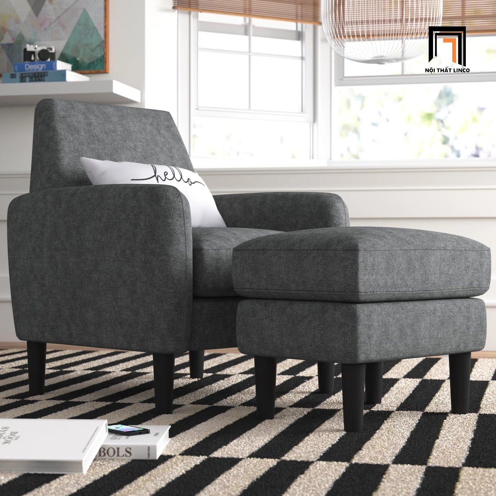  Ghế sofa đơn vải nỉ xanh dương DT99 Betul cho căn hộ chung cư 