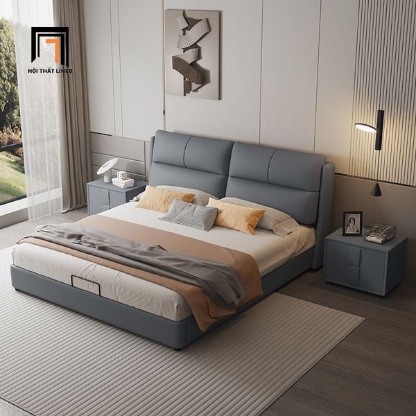 giường ngủ da xám