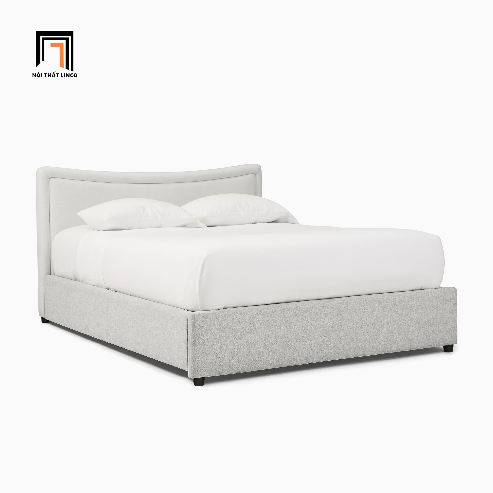  Giường bọc vải giá rẻ GN129 Eolia màu xám trắng cho gia đình 