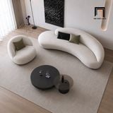  Bộ sofa cong KT180 Cruces vải nhung xám trắng hiện đại 