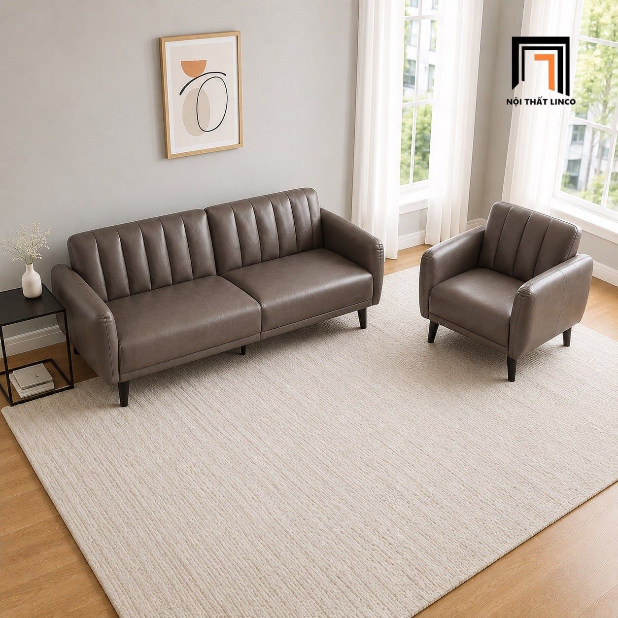  Sofa phòng khách nhỏ KT193 Mjkone bọc da công nghiệp 