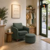  Ghế sofa đơn phòng ngủ ngồi đọc sách DT93 Amold nỉ xanh lá 