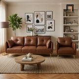  Sofa da PU KT176 Foia màu nâu bóng nổi bật cho phòng khách 