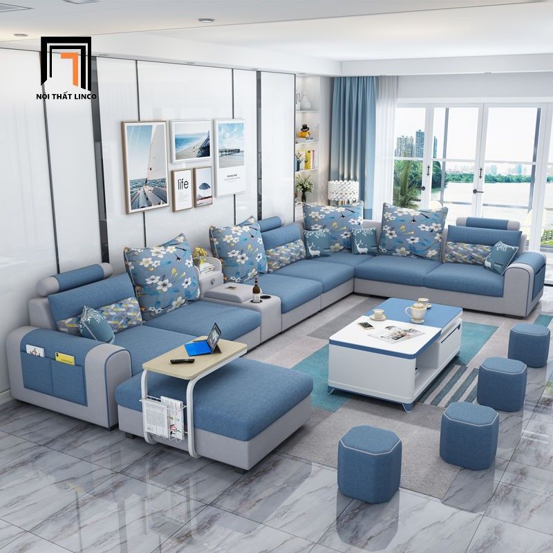  Ghế sofa chữ U UT41 Jiangsu 3m55 thiết kế phối trắng đen 