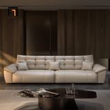  Ghế sofa văng da xám trắng 2m4 BHQ77 Colo kiểu dáng hiện đại 