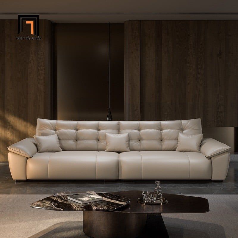  Ghế sofa văng da xám trắng 2m4 BHQ77 Colo kiểu dáng hiện đại 