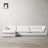  Sofa chữ U vải nhung trắng UT45 Jodar 3m x 1m6 hiện đại 