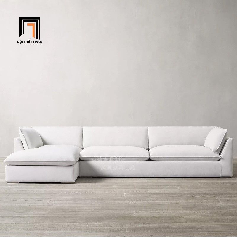  Sofa chữ U vải nhung trắng UT45 Jodar 3m x 1m6 hiện đại 