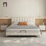  Giường ngủ da giả màu xám trắng GN81 Moya chia múi nổi bật 