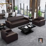  Bộ ghế sofa văn phòng tiếp khách KHQ167 Palo da Pu màu đen 