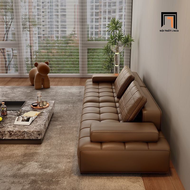  Bộ sofa văng chung cư hiện đại BHQ66 Windsor 2m8 da màu đen 