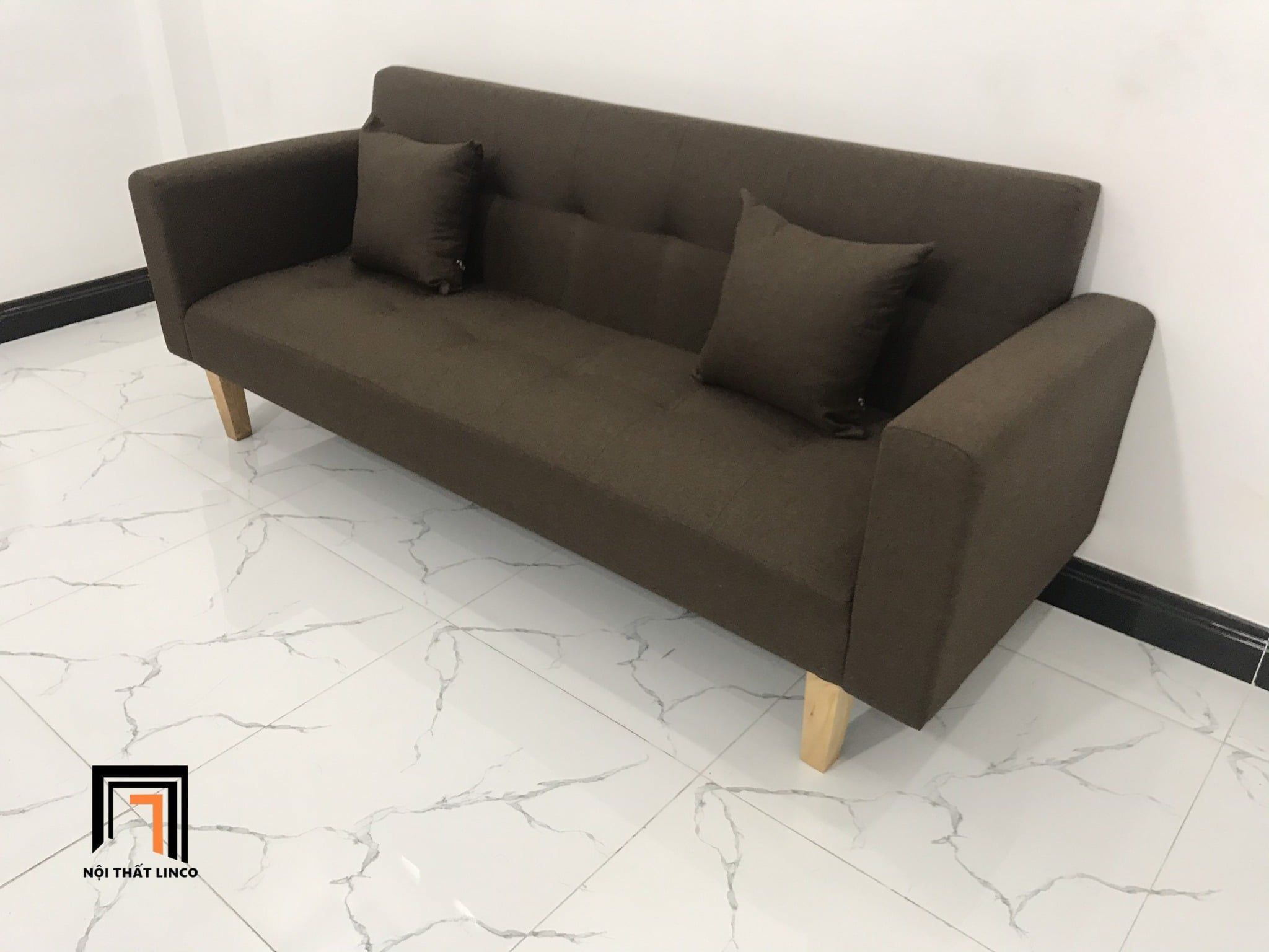 Bộ bàn ghế sofa bed đa năng GBL2 nâu đậm dài 2m phòng nhỏ 