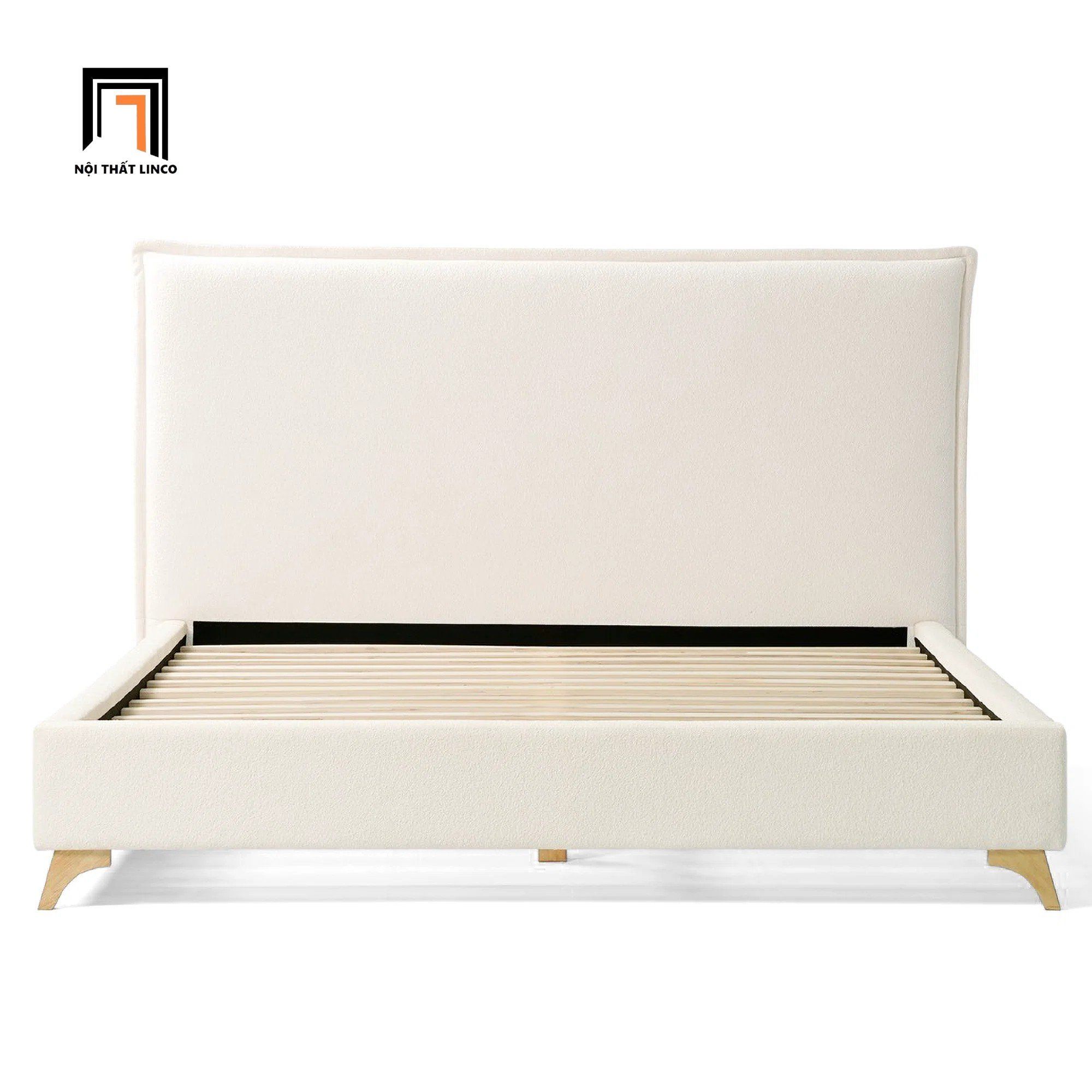  Giường ngủ bọc vải GN112 Bowsmen xám trắng cho chung cư 