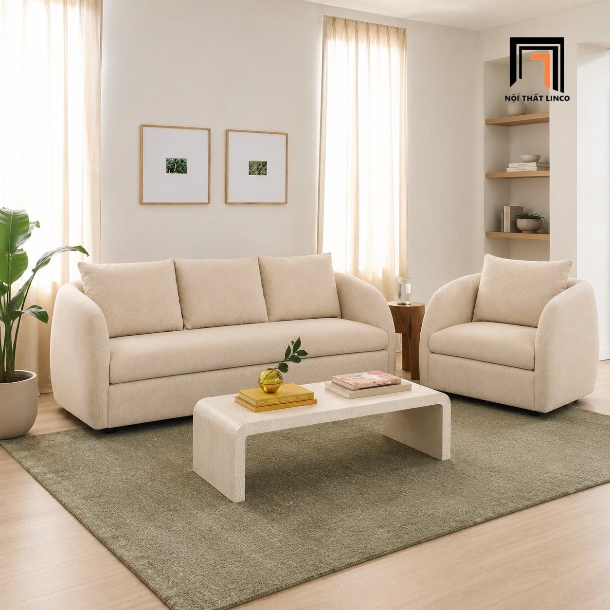  Sofa phòng khách KT181 Audrey kiểu cong mềm mại 