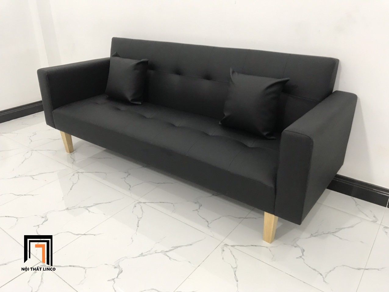  Bộ ghế sofa giường đa năng GBL2 2m giả da màu đen giá rẻ 