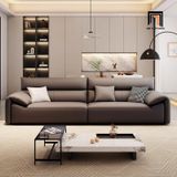  Sofa băng da chống trầy màu nâu BHQ82 Augana 2m4 hiện đại 