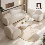  Sofa phòng khách KT87 Tormeau vải lông cừu trắng tinh tế 