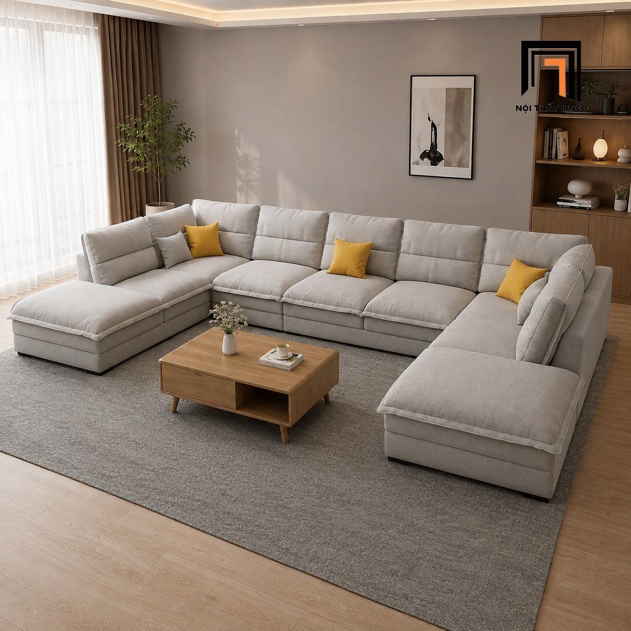  Bộ sofa U vải nỉ UT86 Vista 3m5 x 2m05 thiết kế hiện đại 