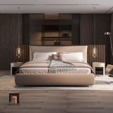  Giường ngủ căn hộ chung cư GN130 Fulton bọc da công nghiệp 