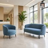  Bộ ghế sofa KT155 Viv nhung xanh dương kiểu dáng cong đẹp 