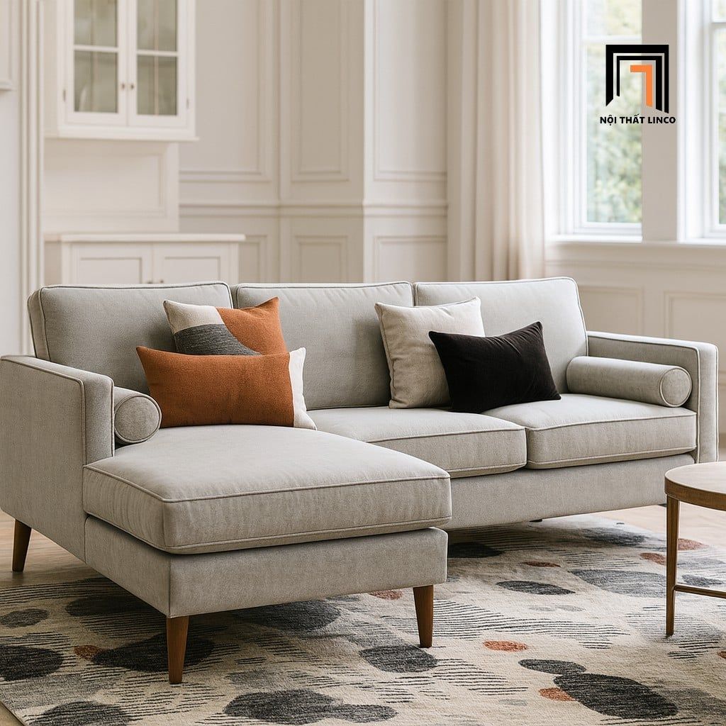  Ghế sofa góc L 2m3 x 1m6 vải nhung nỉ GT16 Samson giá rẻ 