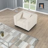  Ghế sofa đơn vải nỉ DT47 Peggy màu trắng kem cho phòng khách 