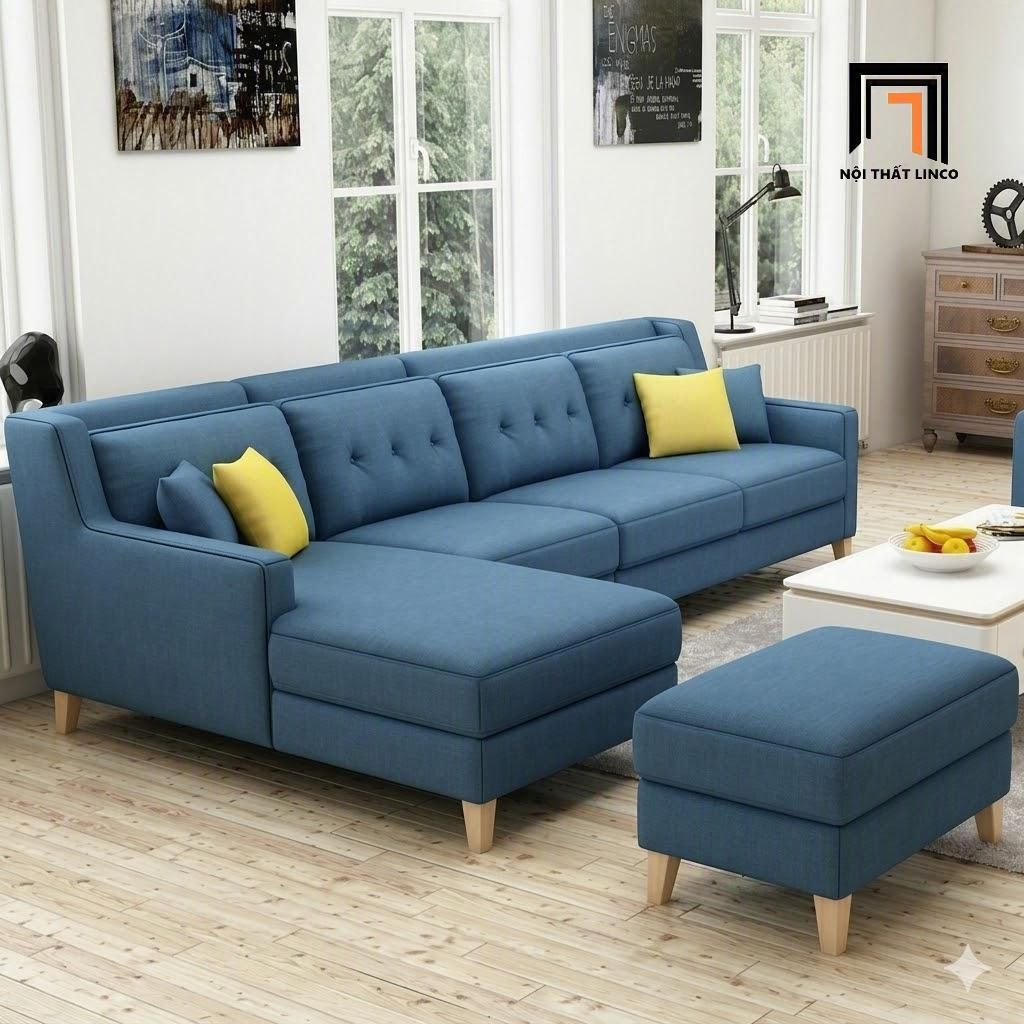  Ghế sofa chữ U UT90 Firmini 3m2 vải bố xanh dương giá rẻ 