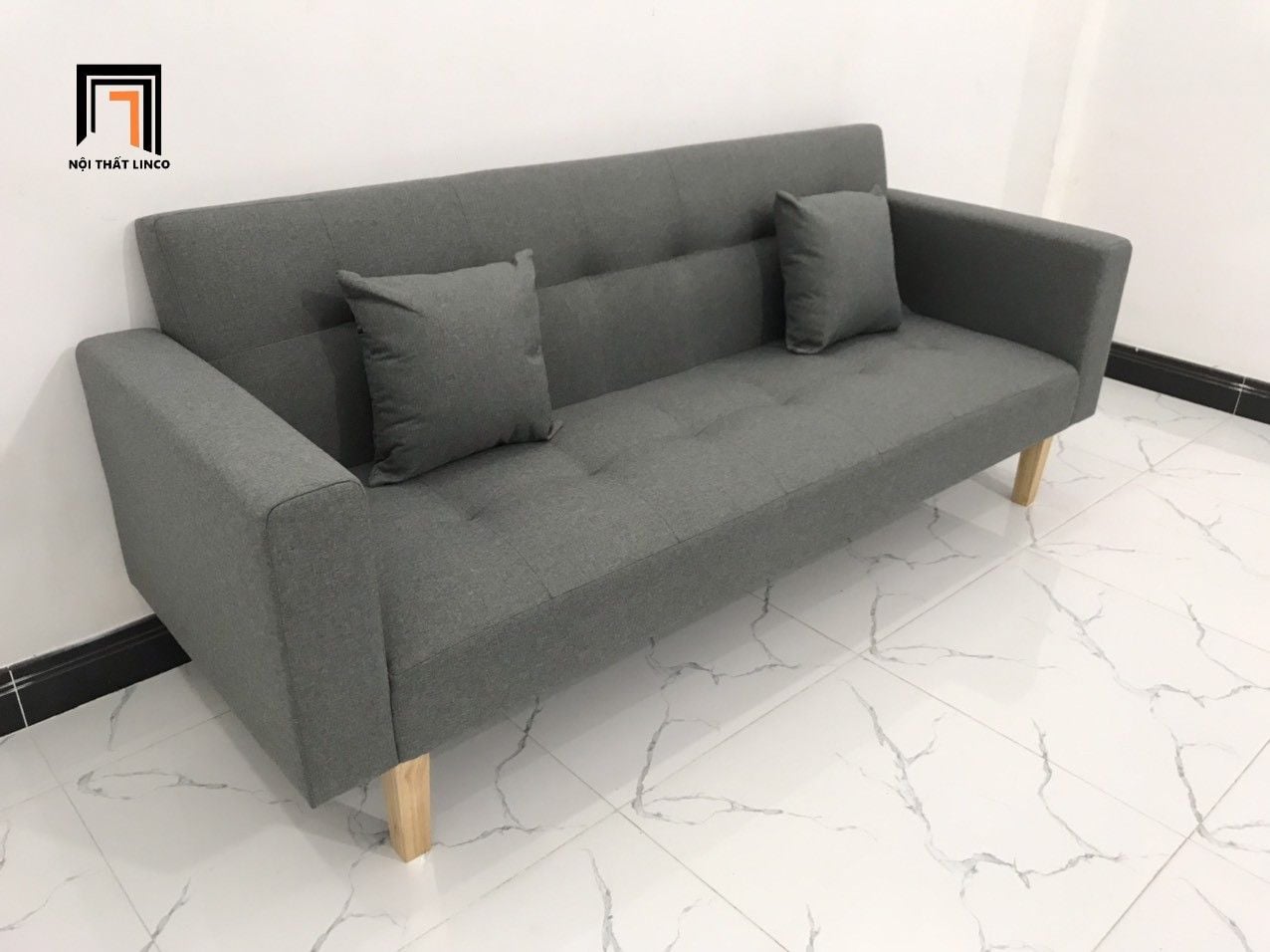  Bộ ghế sofa bật giường giá rẻ GBL2 xám đen dài 2m nhỏ gọn 