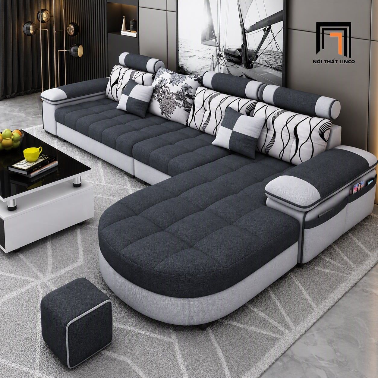  Ghế sofa U hiện đại UT38 Marula dài 3m6 cho nhà phố 