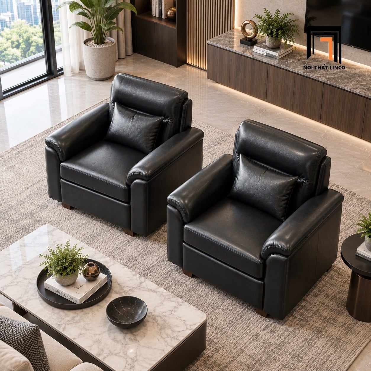  Sofa đơn văn phòng DT16 Chesmin màu đen sang trọng 