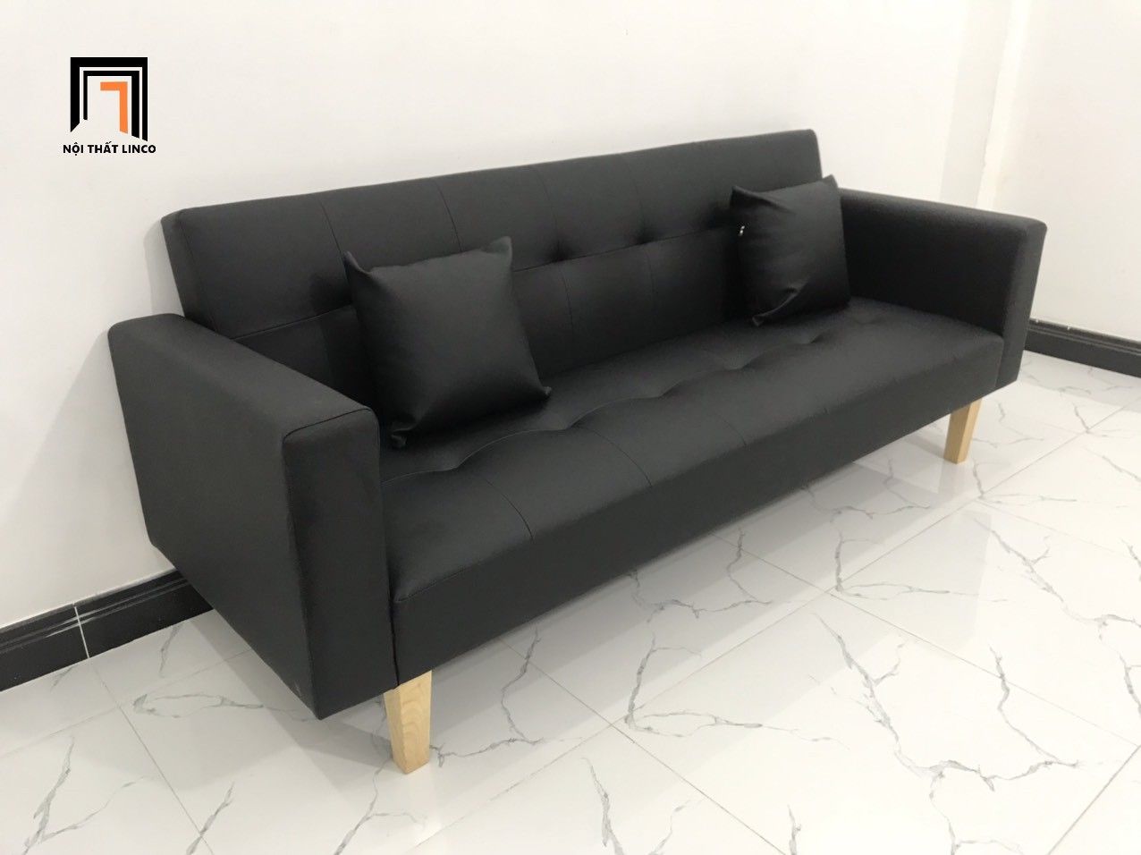  Bộ ghế sofa giường đa năng GBL2 2m giả da màu đen giá rẻ 